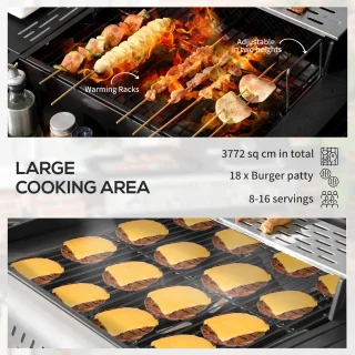 Outsunny Gasbarbecue RVS Zwart