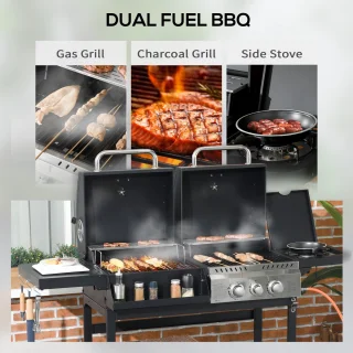 Outsunny Gasbarbecue RVS Zwart