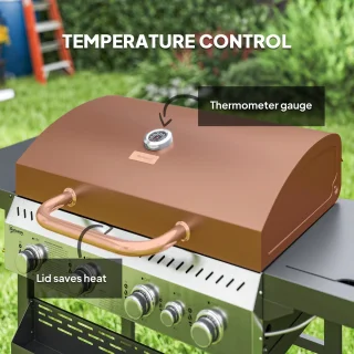 Outsunny Gasbarbecue RVS Zwart