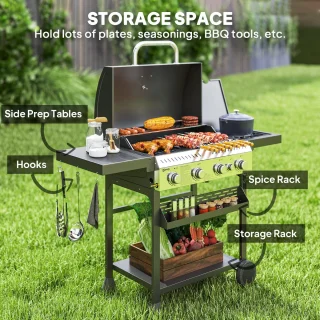 Outsunny Gasbarbecue RVS Zwart