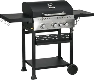 Outsunny Gasbarbecue RVS Zwart