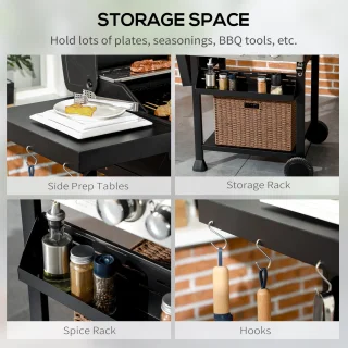 Outsunny Gasbarbecue RVS Zwart