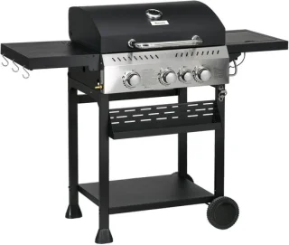 Outsunny Gasbarbecue RVS Zwart