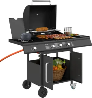 Outsunny Gasbarbecue Staal Zwart