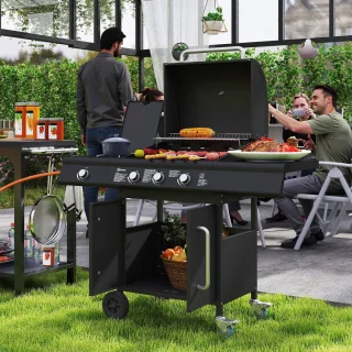 Outsunny Gasbarbecue Staal Zwart