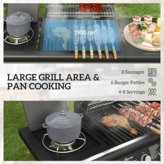 Outsunny Gasbarbecue Staal Zwart