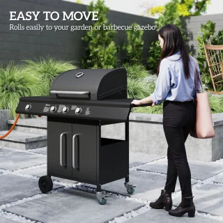 Outsunny Gasbarbecue Staal Zwart
