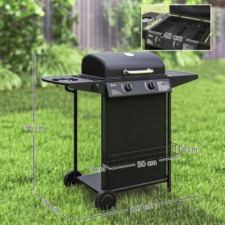 Outsunny Gasbarbecue Staal Zwart