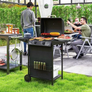 Outsunny Gasbarbecue Staal Zwart
