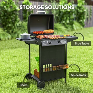 Outsunny Gasbarbecue Staal Zwart