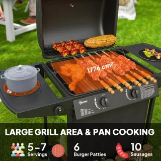 Outsunny Gasbarbecue Staal Zwart