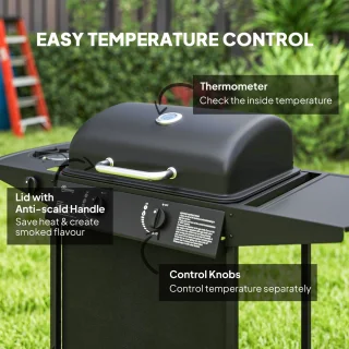 Outsunny Gasbarbecue Staal Zwart