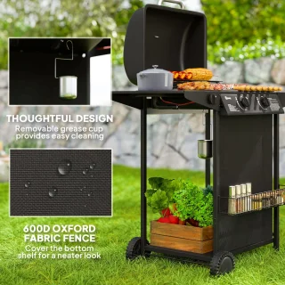 Outsunny Gasbarbecue Staal Zwart