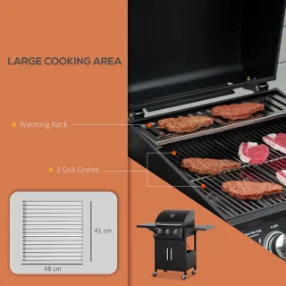 Outsunny Gasgrill 3 Branders Zwart