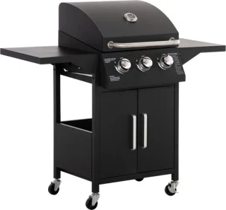 Outsunny Gasgrill 3 Branders Zwart