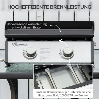 Outsunny Gasgrill 48,5x46x21 cm Silber