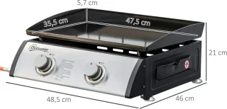 Outsunny Gasgrill 48,5x46x21 cm Silber