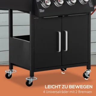 Outsunny Gasgrill Metall 132x55x109 cm Schwarz