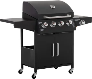 Outsunny Gasgrill Metall 132x55x109 cm Schwarz