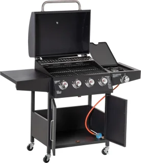 Outsunny Gasgrill Metall 132x55x109 cm Schwarz
