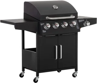 Outsunny Gasgrill Metall 132x55x109 cm Schwarz