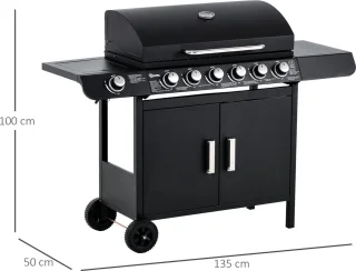 Outsunny Gasgrill Metall Schwarz 135x50x100 cm