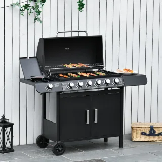 Outsunny Gasgrill Metall Schwarz 135x50x100 cm