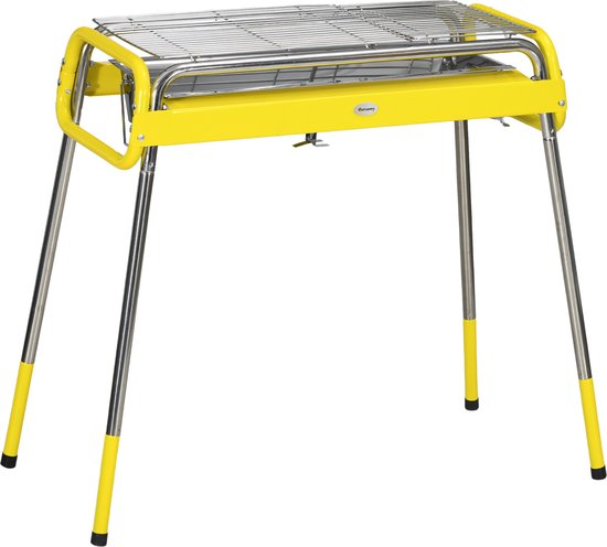 Outsunny Houtskool BBQ RVS Geel review