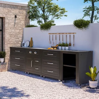 Oviala Memphis buitengrill 4-element zwart gasfornuis