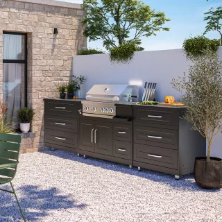 Oviala Memphis buitenkeuken met zwarte barbecue