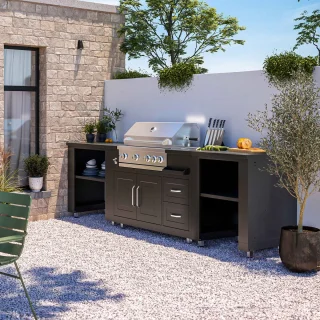 Oviala Memphis buitenkeuken met zwarte barbecue
