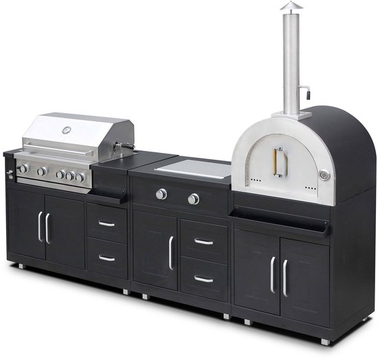 Oviala Memphis 3-elementen: de complete roestvrijstalen buitenkeuken voor veelzijdig buitenkoken