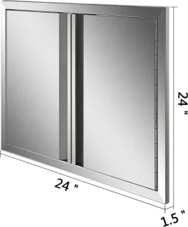 Roestvrijstalen BBQ-deuren 2-delig 61x61 cm