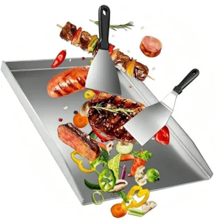 Roestvrijstalen grillplaat met spatels