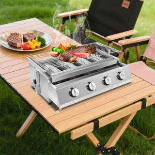 RVS gasbarbecue met 4 branders