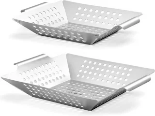 Set van 2 rvs grillmanden voor groenten, vlees en vis