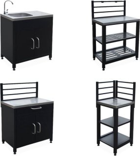 GRIMAUD: complete 4-delige buitenkeuken in zwart roestvrij staal