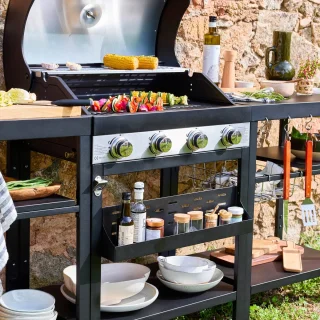 sweeek Danglars Barbecue 4 Branders Zwart Staal