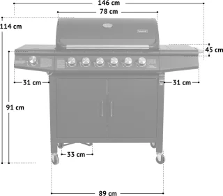 TAINO RED 6+1 gasgrillwagen