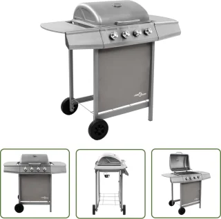 The Living Store Gasbarbecue 4 branders zilver