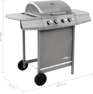 The Living Store Gasbarbecue 4 branders zilver