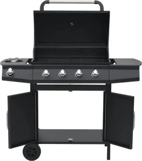 The Living Store Gasbarbecue 4+1 kookzone staal zwart