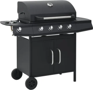 The Living Store Gasbarbecue 4+1 kookzone staal zwart
