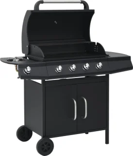 The Living Store Gasbarbecue 4+1 kookzone staal zwart