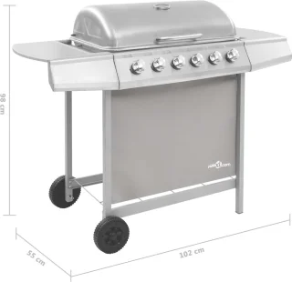 The Living Store Gasbarbecue 6 branders zilver staal