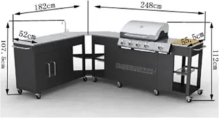 vidaXL Buitenkeuken Missouri 4 Branders