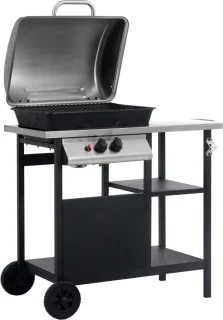 vidaXL Gasbarbecue 3-Zijdelige Zwart/Zilver
