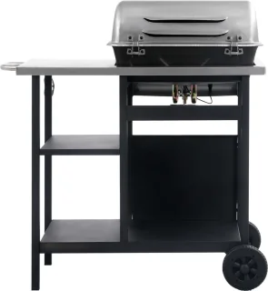 vidaXL Gasbarbecue 3-Zijdelige Zwart/Zilver