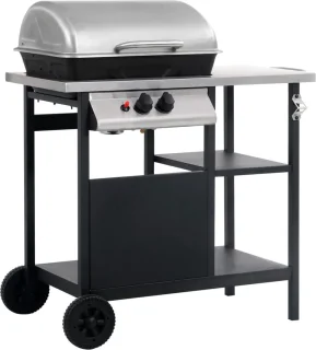 vidaXL Gasbarbecue 3-Zijdelige Zwart/Zilver