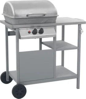 vidaXL Gasbarbecue 3-Zijdelige Zwart/Zilver